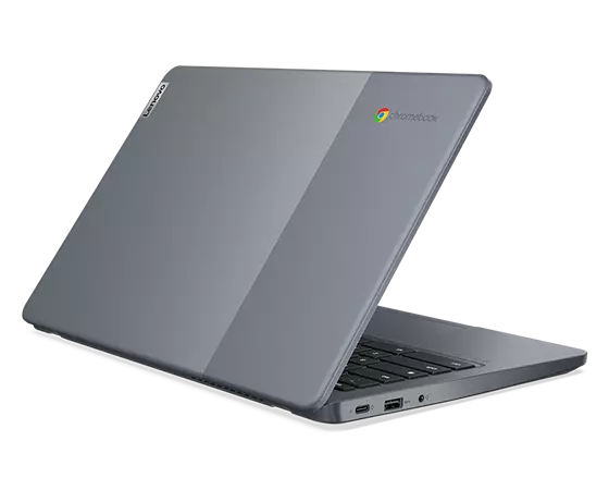 Vue arrière gauche en angle du IdeaPad Slim 3i Chromebook Gen 8 (14 Intel), ouvert