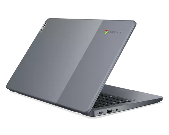 Ansicht des IdeaPad Slim 3i Chromebook Gen 8 (14 Intel) von schräg hinten links, geöffnet