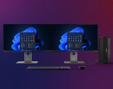 PCIe 及 Flex I/O 擴充功能，讓財務團隊透過在 Lenovo ThinkCentre M90s Gen 6 SFF 上快速存取資料來自訂工作流程，並配備可選購的鍵盤和滑鼠。